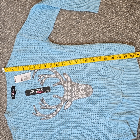 Sugar Rush Girls Light Blue Sweater with Antler Design NWT - Picture 8 of 10